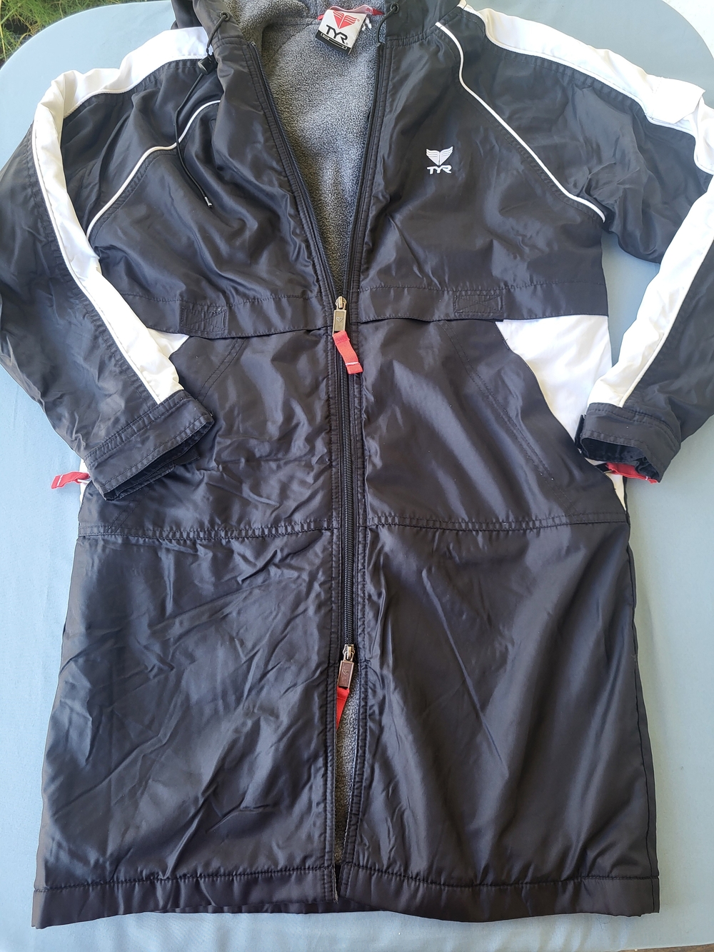 TYR Black and White Kids' Swim Parka with Fleece Lining